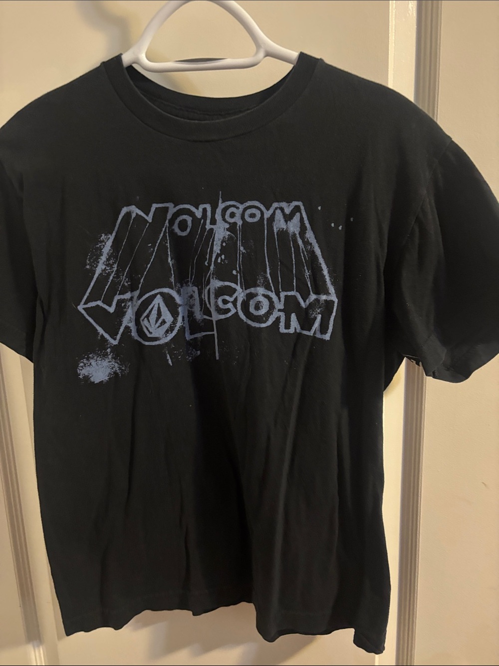 Volcom Black Tee with Pale Blue Graphic